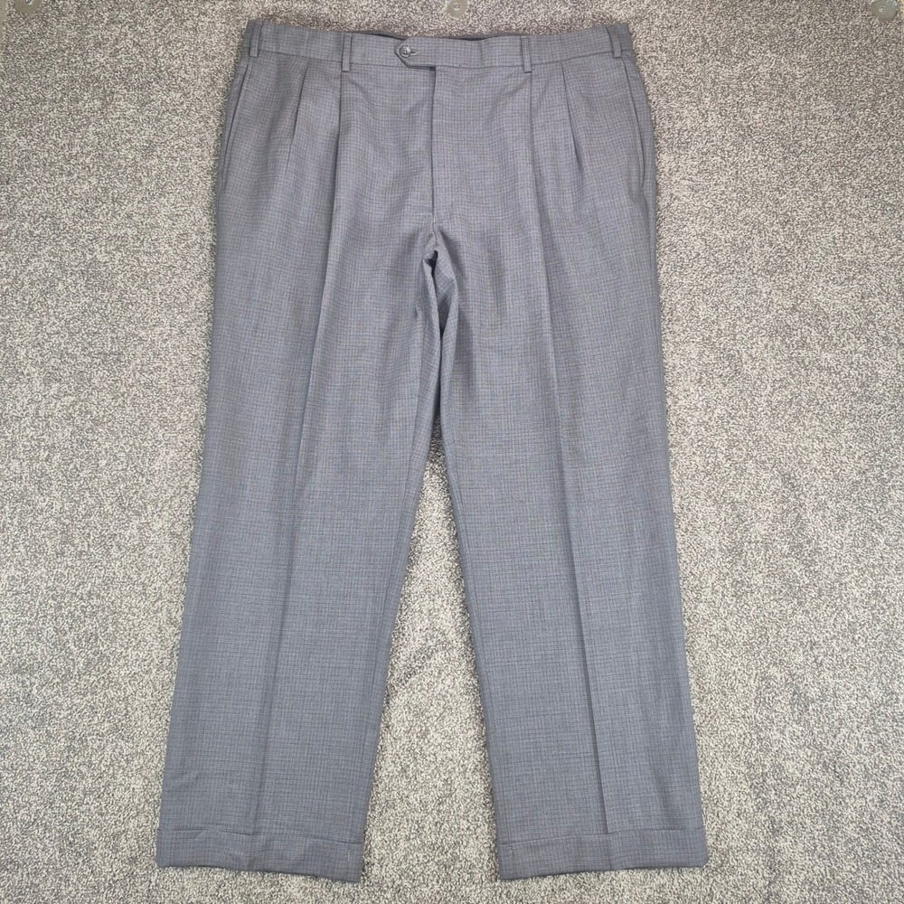 Jos. A. Bank Dress Pants Mens 40 Gray Wool Pleated Cuffed Signature Collection